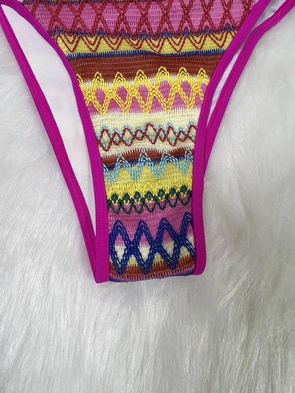 Retro Style 2026 Summer Women Knitted Swimsuit Sexy Backless Lace-up Swimwear Low Waist Femme Neck Bikini Set Beach Bathing Suit
