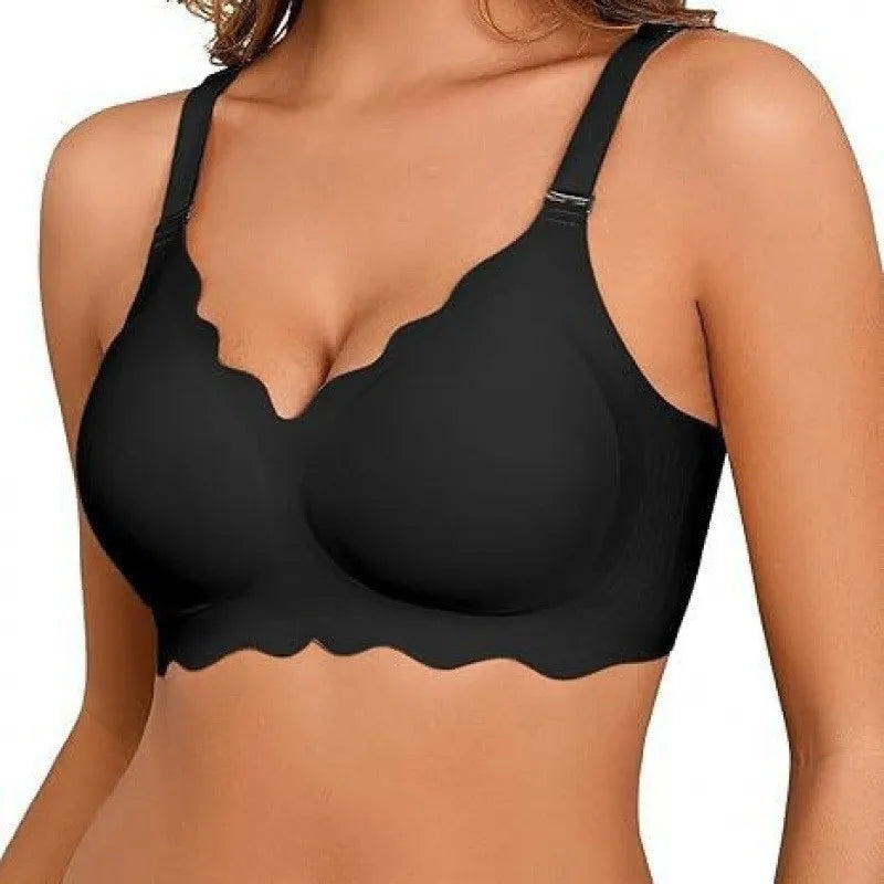 Women's Wave Jelly Seamless Bra 3/4 Cup Thin Molded Wire-Free Supportive Bra with Push-Up Comfort Solid Color Underwear Sostén