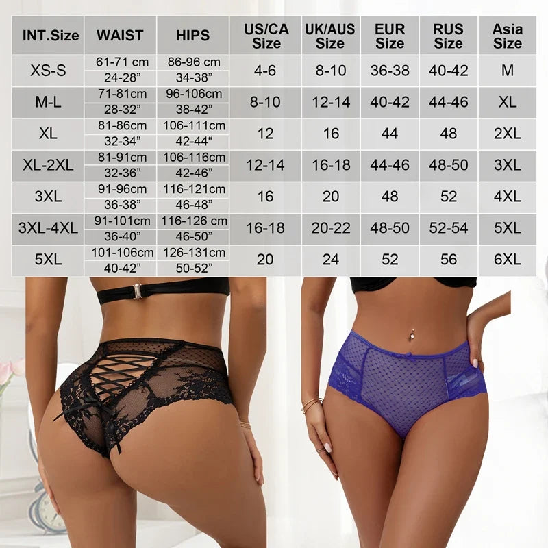 Pink High Waist Lace Strappy Panty for Women Sexy See Through Mesh Thong Underwear Plus Size Breathable