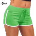 Women Cotton Shorts Yoga Short Pants Summer Fast Drying Sports Pants Contrast Binding Side Split Elastic Waist Casual Shorts