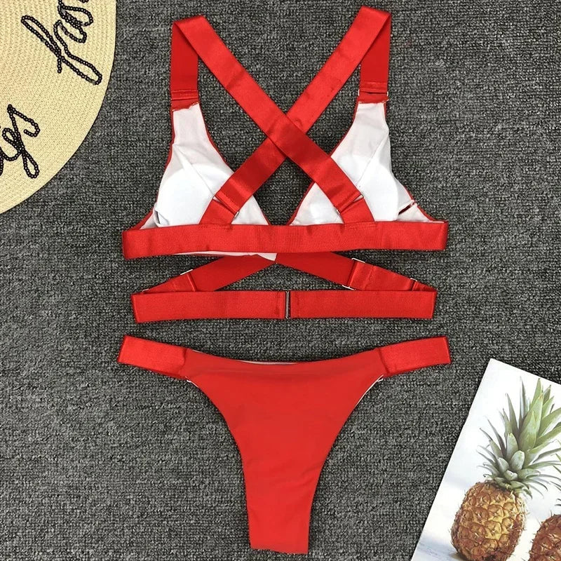 Sexy Adjustable Buckle Bandage Vevlet Bikini 2025 Women Swimsuit Female Bikinis Swimwear Two Pieces Bikini Set Bathing Suit Swim