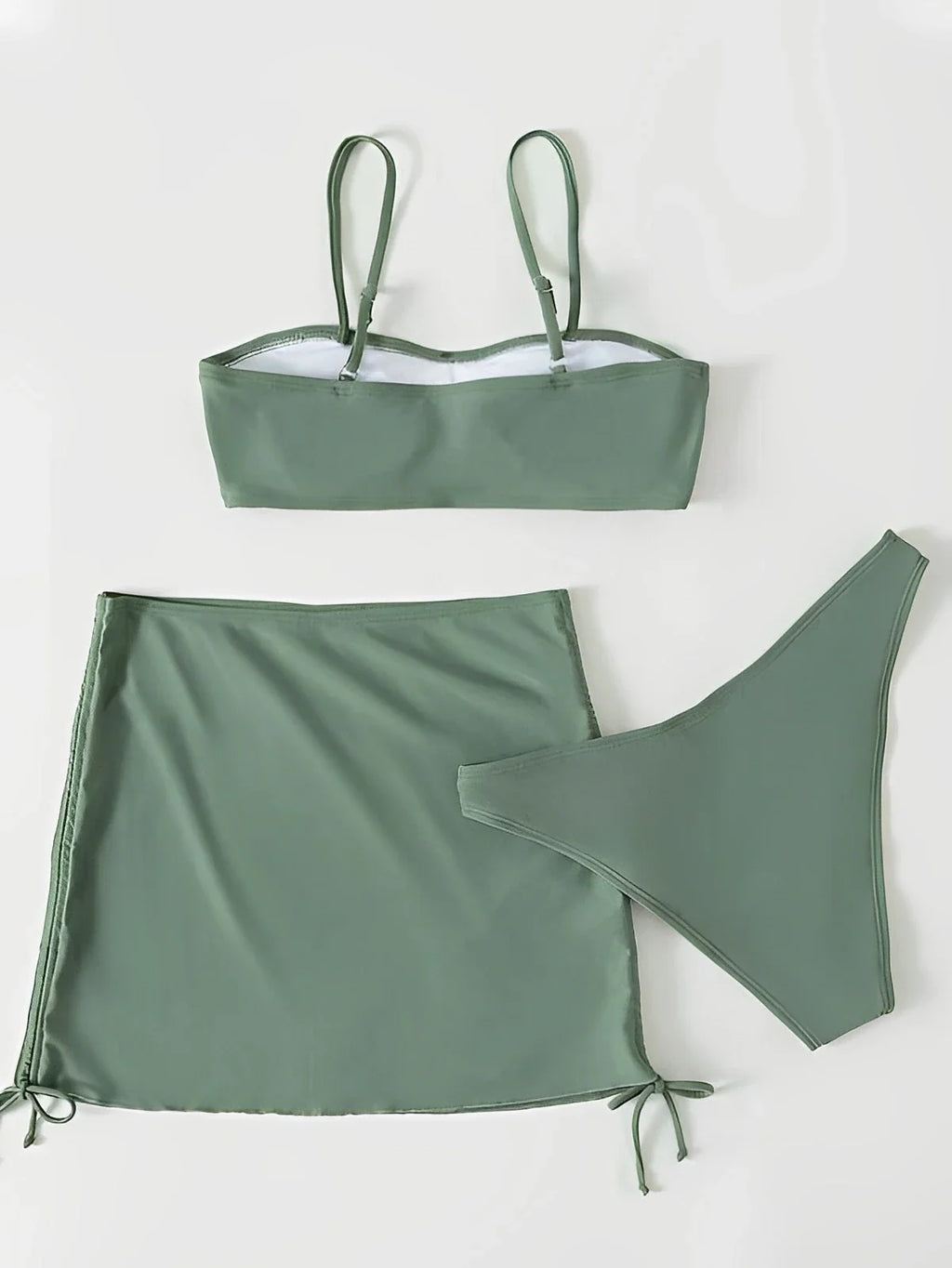 3 Pieces Padded Bikini 2026 Women & Drawstring Skirt Solid Swimsuit Sexy Swimwear Female Bathers Bathing Swimming Swim Suit