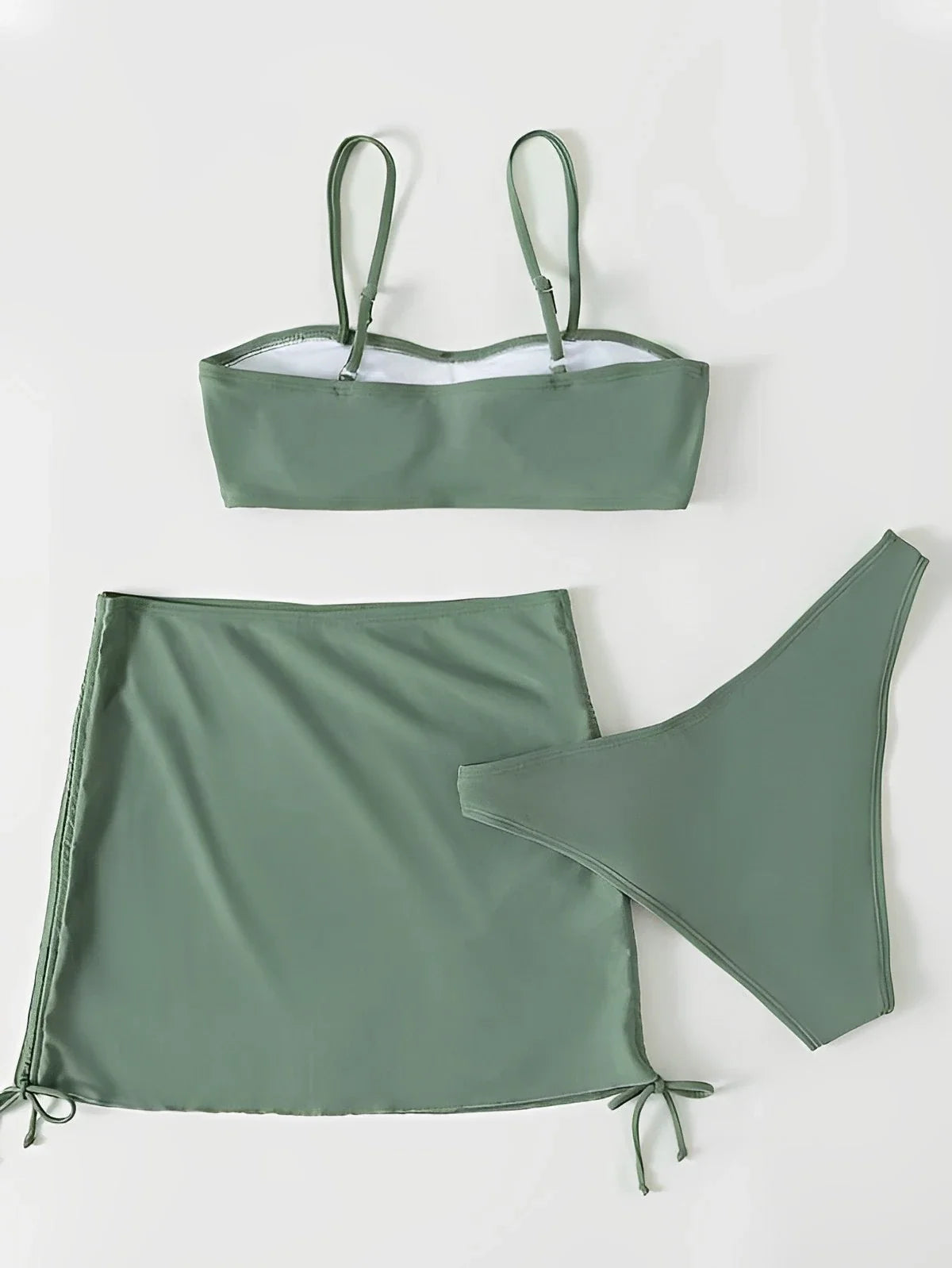3 Pieces Padded Bikini 2026 Women & Drawstring Skirt Solid Swimsuit Sexy Swimwear Female Bathers Bathing Swimming Swim Suit