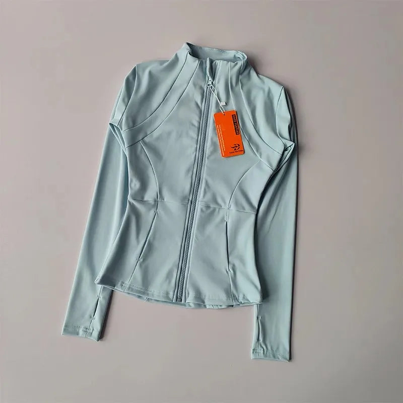 Women's High-End Yoga Suit with Standing Collar Long-Sleeved Sports Jacket for Running And Training Windproof Fitness Jacket