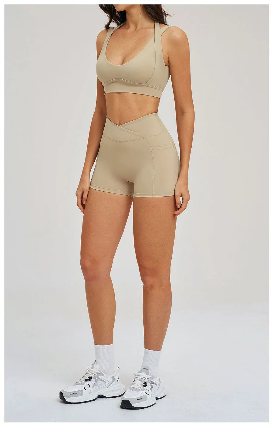 Women' Sports High Waist Shorts Set Fitness Cycling Elastic Sports Pants Yoga Bra Set Gym Sportswear Workout Set Athletic