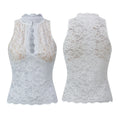 Women Retro Tank Tops Cut Out Mockneck Sleeveless Slim Fit Vest Trendy Summer Lace Corset Streetwear