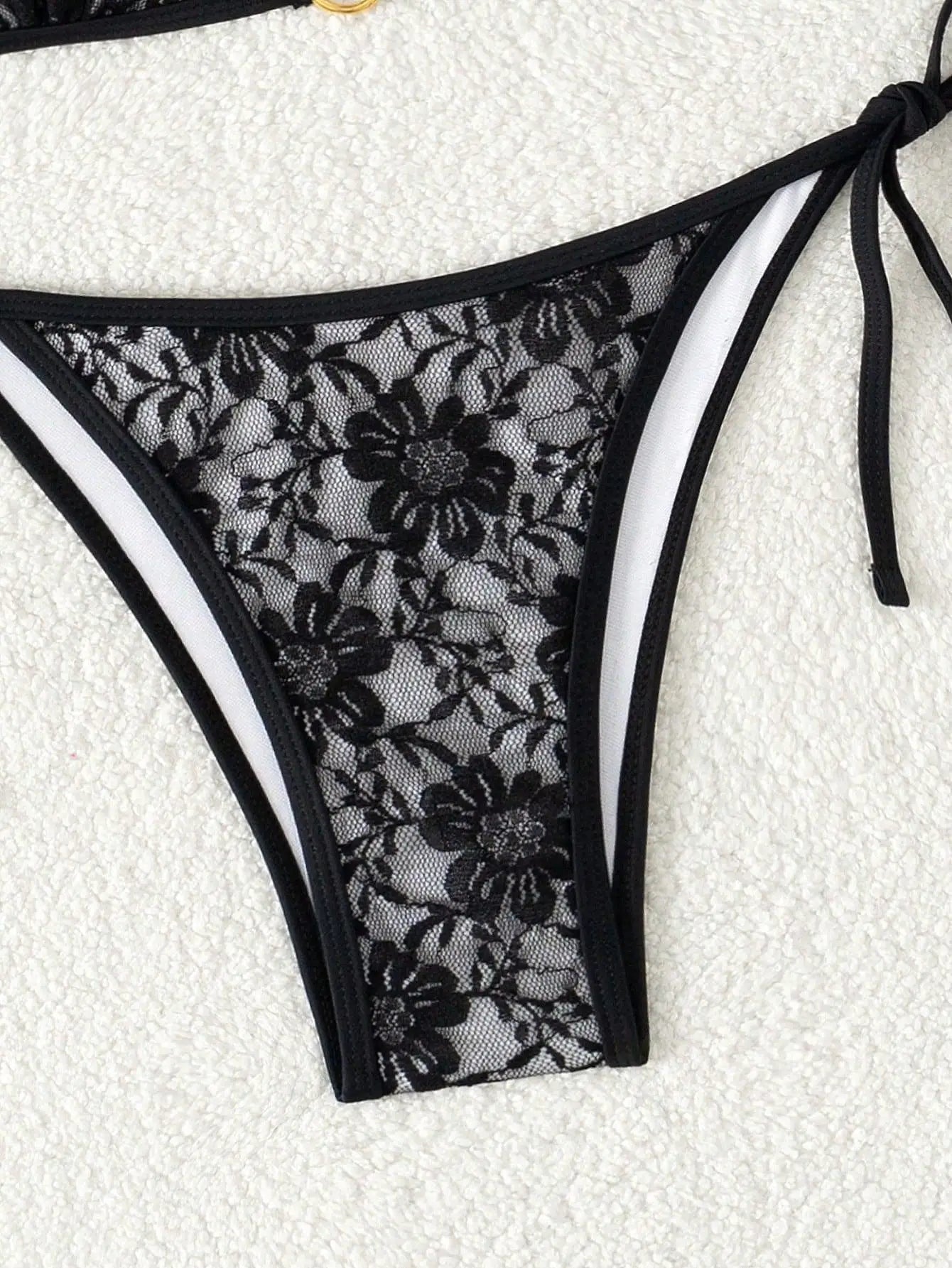 Embroidery Mesh Lace Halter High Cut Bikini Female Swimsuit Women Swimwear Two-pieces Bikini Set Bather Bathing Suit Swim Beach