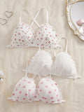 3Pcs/Set Wireless Women's Underwear Set Crisscross Back Unlined Bralette Light & Thin Japan style Lingerie Set XS-L