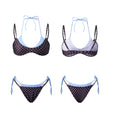 Women's Dot Print 2 Piece Bikini Sets Double Layered Halter Bra Side Tie-up Low Waist Shorts 2026 Summer Beach Pool Swimsuit