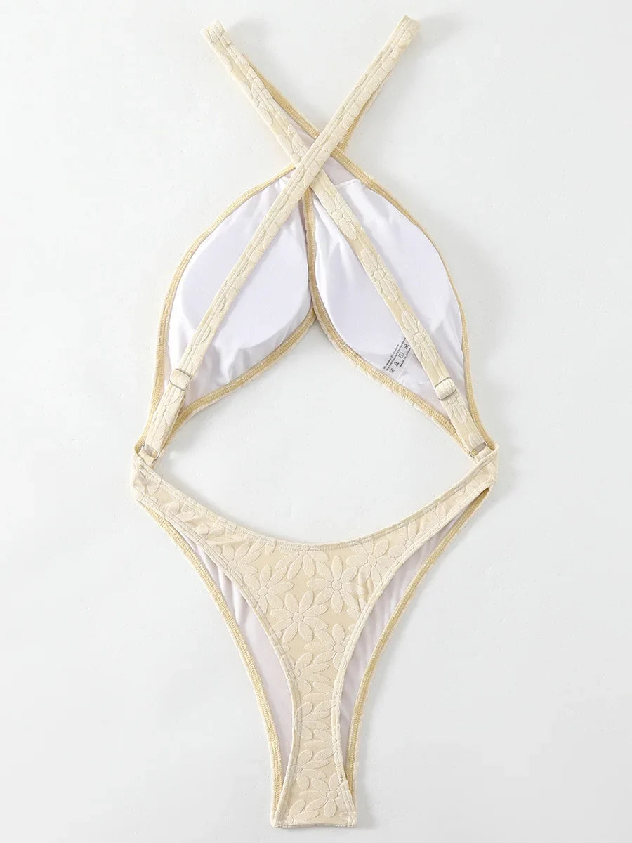 Tummy Cut Out Extreme Micro Thong Female Swimwear One Piece Swimsuit Women Cross Backless Monokini High Cut Bathing Suit Swim