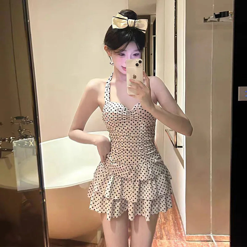 New High-end Popo Group Classic Bodian Cake Skirt, Slim Fit and Slimming One-piece Swimsuit for Women