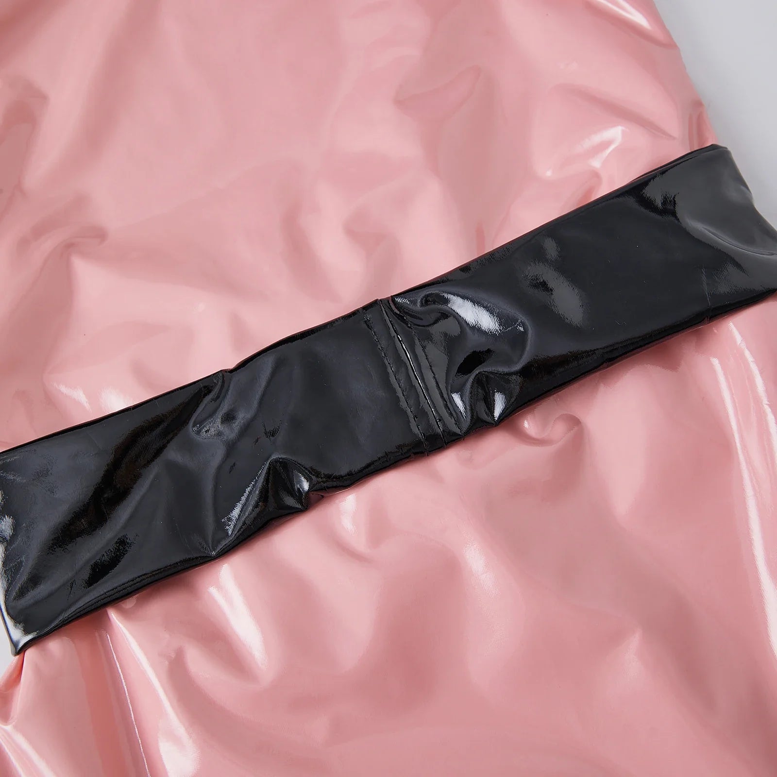 Women's Summer Solid Color PU Leather Slim Fit Dress Fashionable Sleeveless Round Neck Belted Tight Fitting Mini Dresses