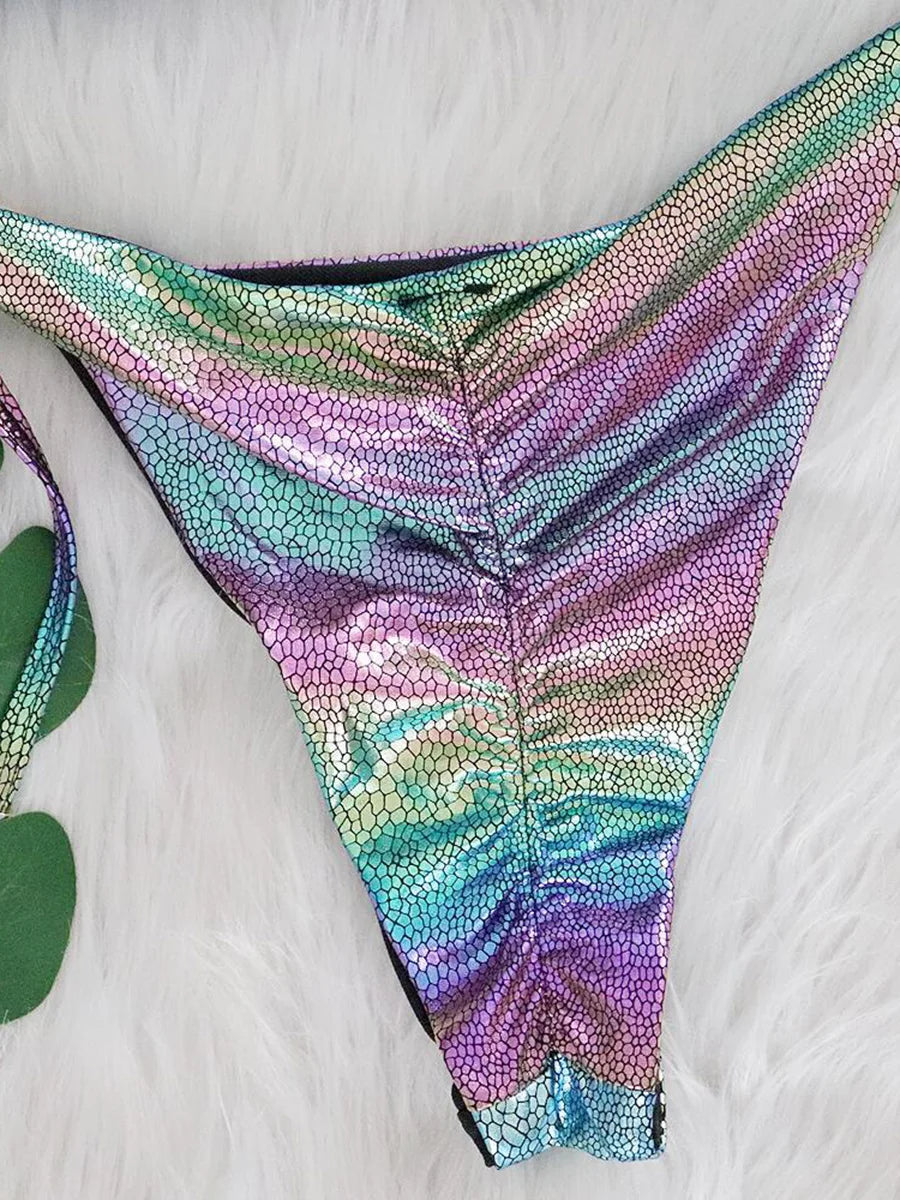 2025 Shiny Halter Rhinestone Diamond Bikini Female Swimsuit Women Swimwear Two-pieces Bikini Set Micro Strappy Bathing Suit Swim
