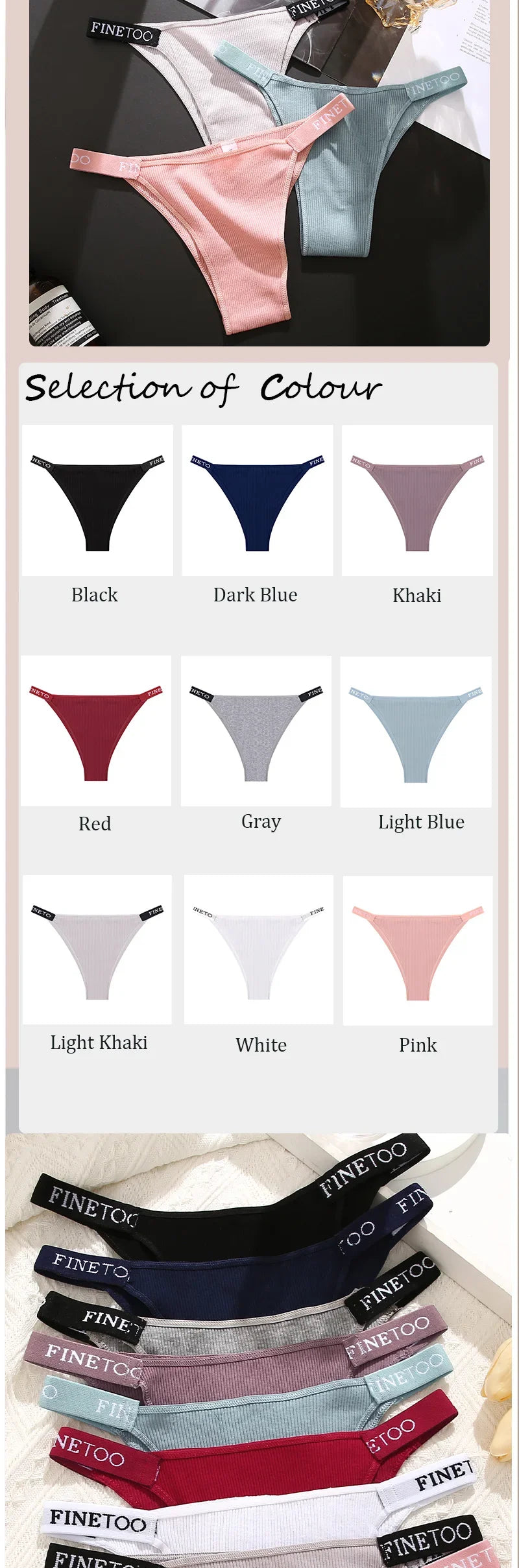 5PCS Women Cotton Maillard Brazilian Sexy Panties Breathable Low Waist Female Underwear Soft Solid Color Intimates High Elastic