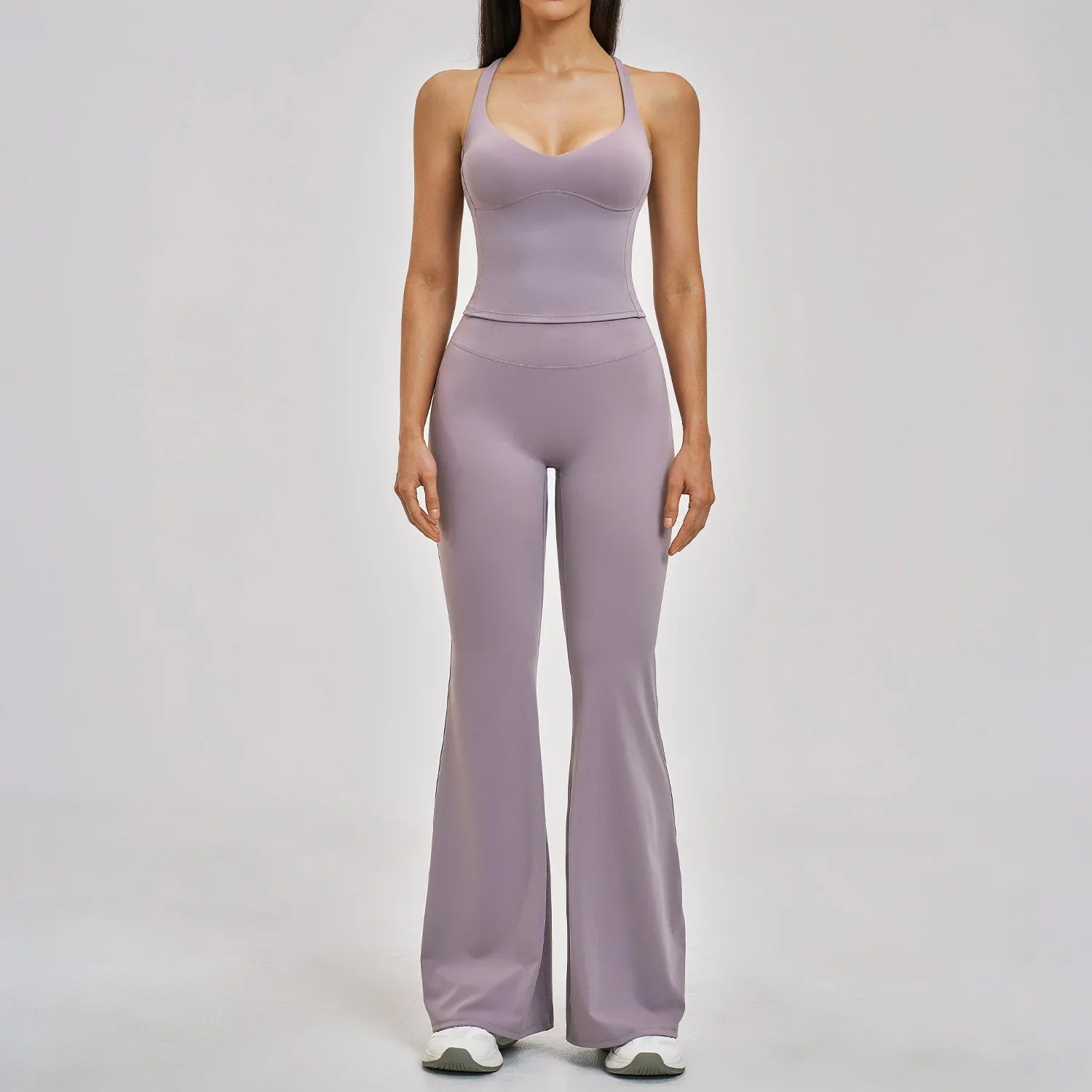Summer Yoga Set Women Back Cross Shock-absorbing Slim Sports Tank Top Exercise Sets Outwear Running Flare Leggings Fitness Suits