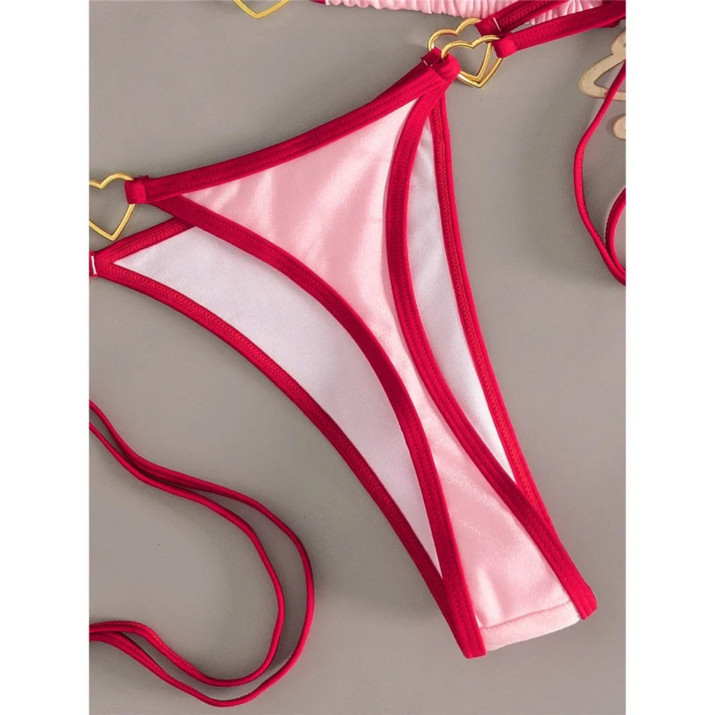 XS - L Halter Mini Micro Thong Bikini Women Swimwear Female Swimsuit Two-Pieces Bikini Set Padded Bather Bathing Suit Swim V7595