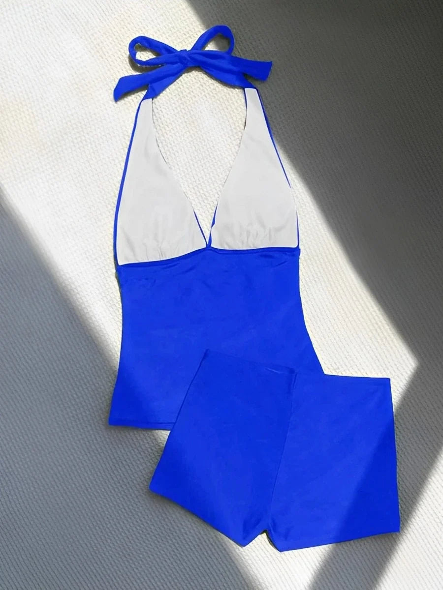 2026 Halter Solid One Piece Swimsuit Women Swimwear Female Bathers Bathing Swimming Suit Beachwear Summer