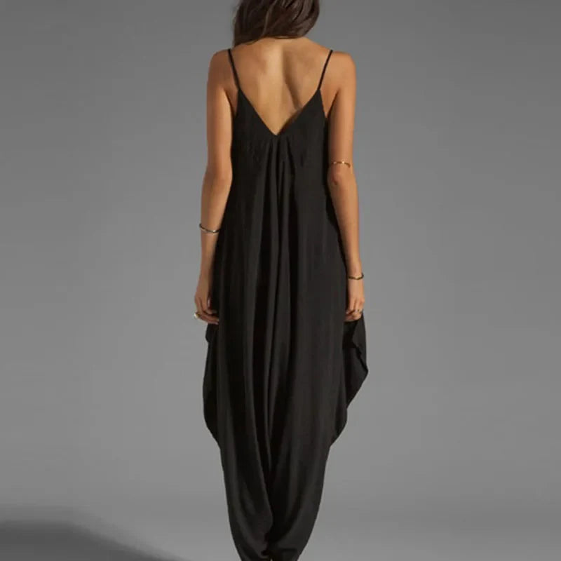Summer Jumpsuits for Women Full-Length Playsuit Sexy V-Neck Sleeveless Jumpsuits Solid Color Pants Female Casual Loose Rompers