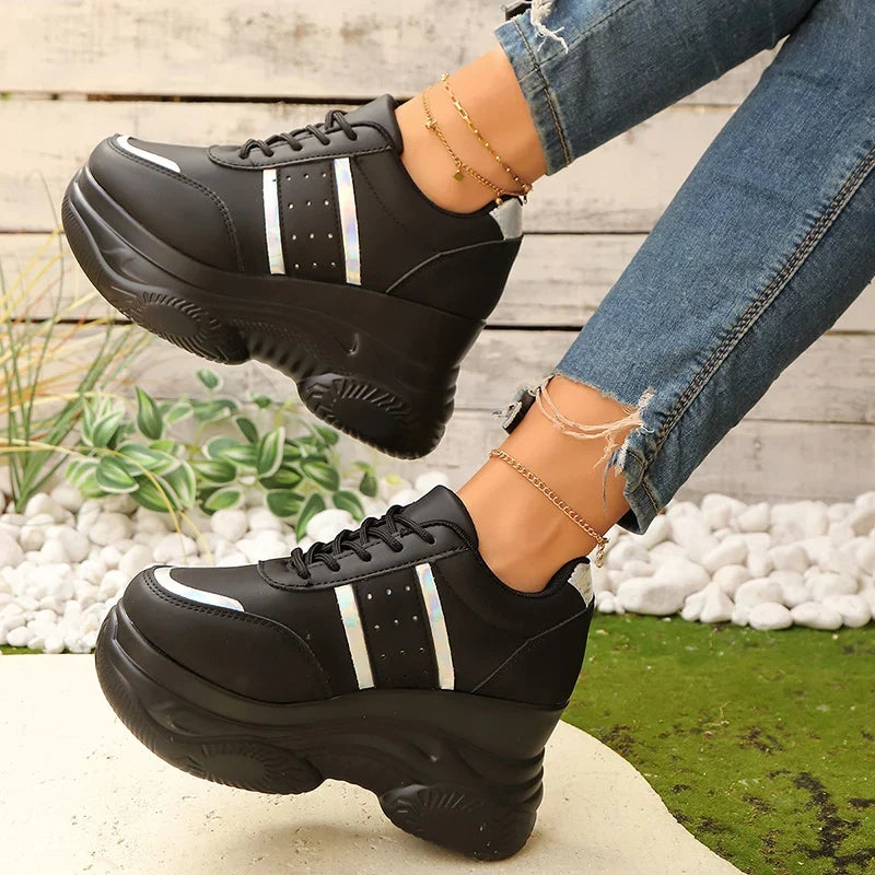 Chunky Platform Sports Sneakers Women Fashion Lace Up Thick Bottom Vulcanized Shoes Woman Plus Size 42 Non Slip Sport Shoes