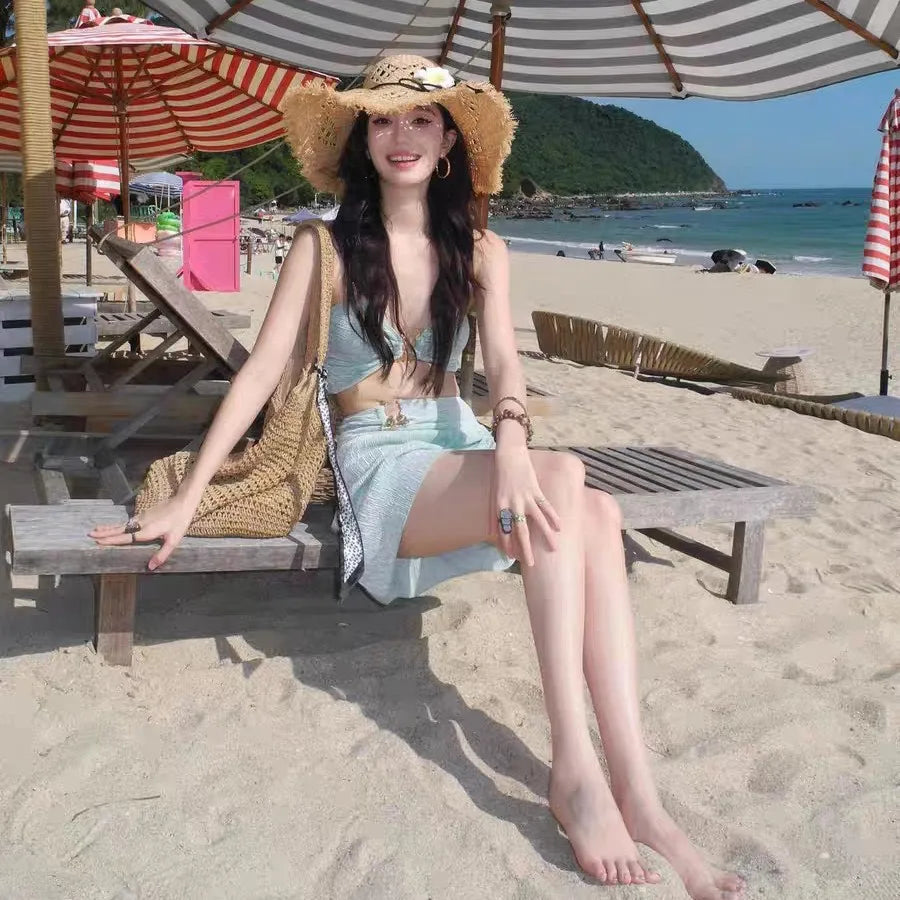 New Sexy Bikini Swimsuit for Women, Covering Flesh and Slimming, High-end Feeling, Spicy Girl Beach Vacation Three Piece Set