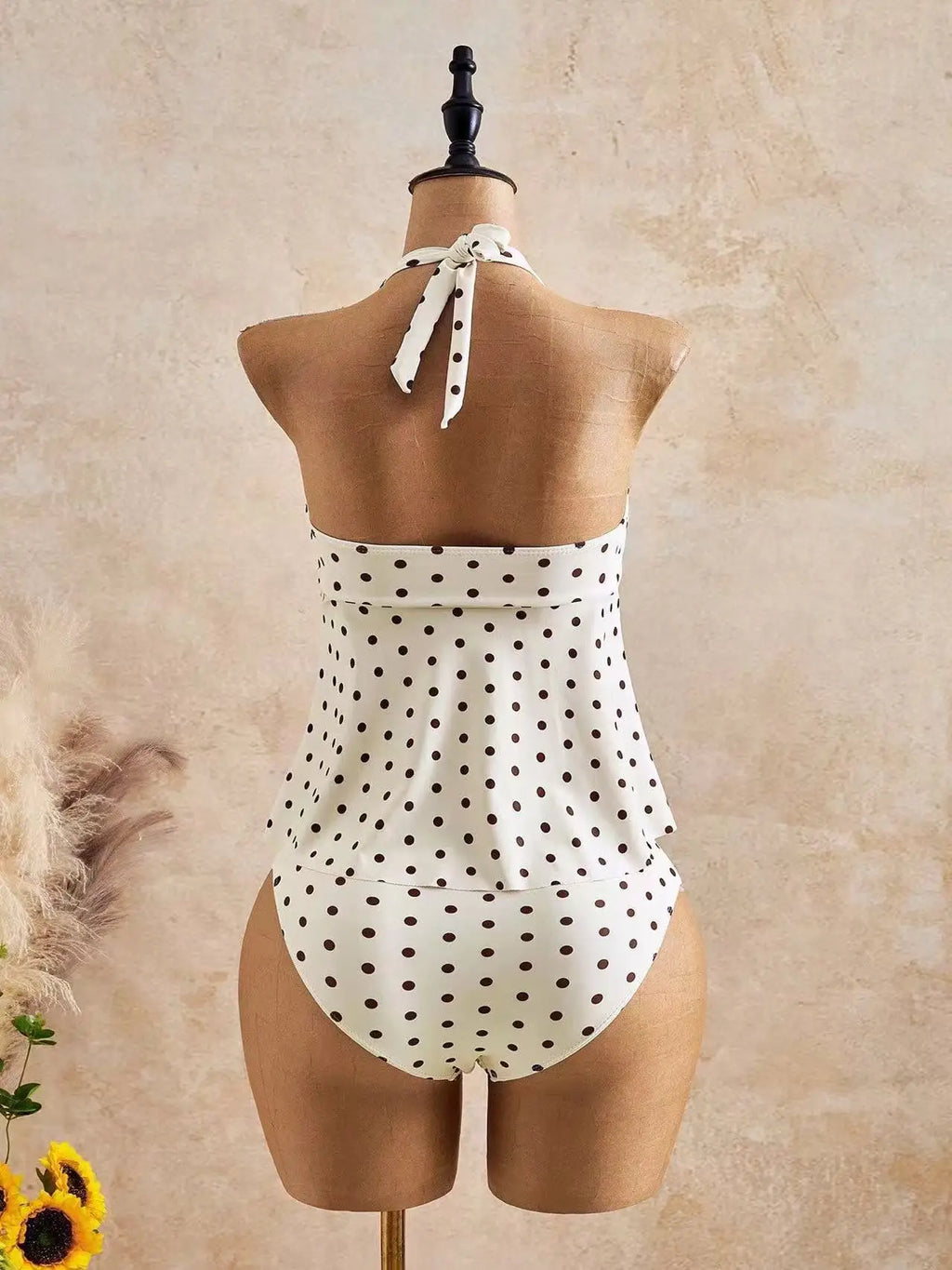 Vintage Polka Dot Print Bikini Set 2026 Women Halter Front Metal Buckle Tank Top High Waist Swimsuit Beach Bathing Suit Swimwear