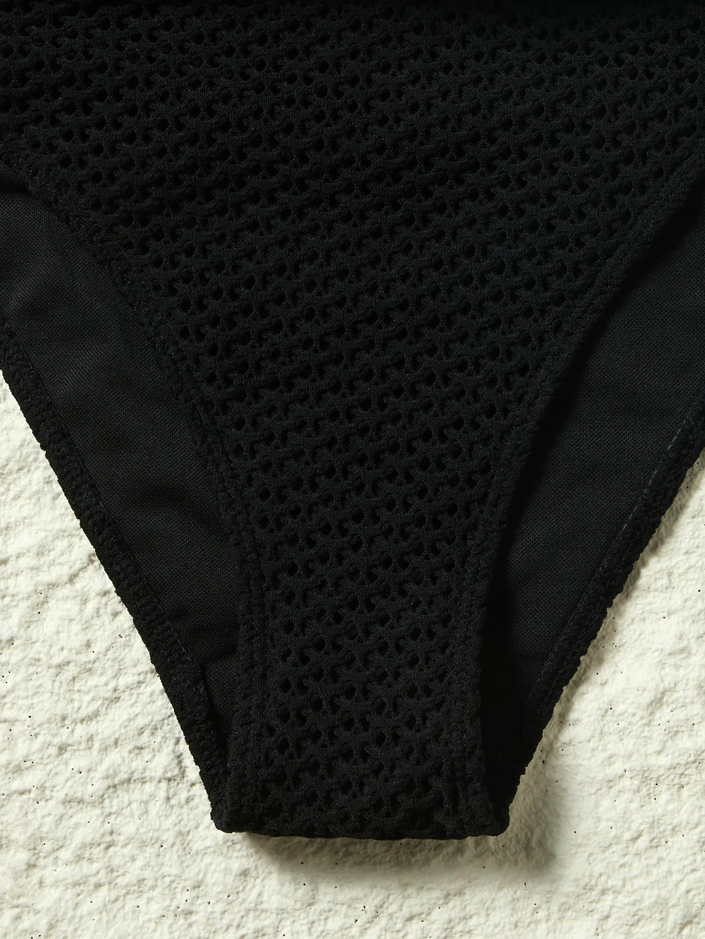 S - XL Deep V Neck Knit Fishnet Mesh One Piece Swimsuit Women Swimwear Female Backless Monokini High Leg Cut Bathing Suit Swim
