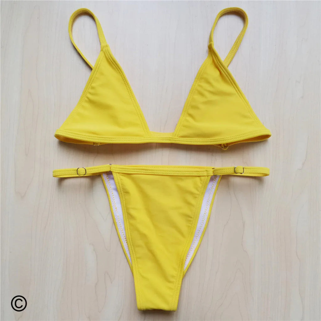 Extreme String Adjustable Strap Brazilian Bikini Female Swimsuit Women Swimwear Two-Pieces Bikini Set Bather Bathing Suit V516