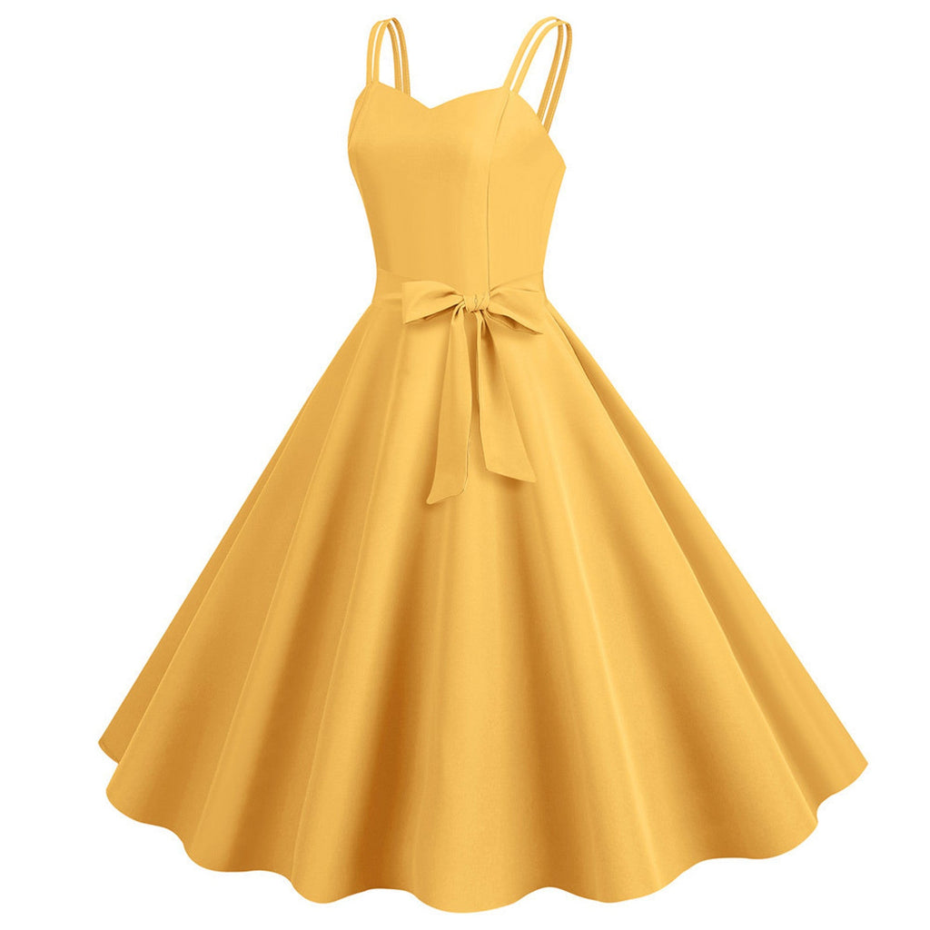 Womens Sleeveless Dress 1950s Housewife Evening Party Prom Dress Temperament Womens Dresses Female Holiday Loose Beach Dresses