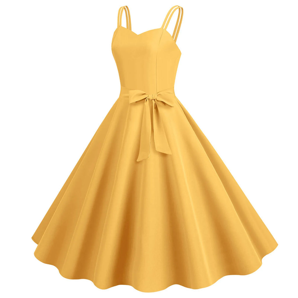 Womens Sleeveless Dress 1950s Housewife Evening Party Prom Dress Temperament Womens Dresses Female Holiday Loose Beach Dresses