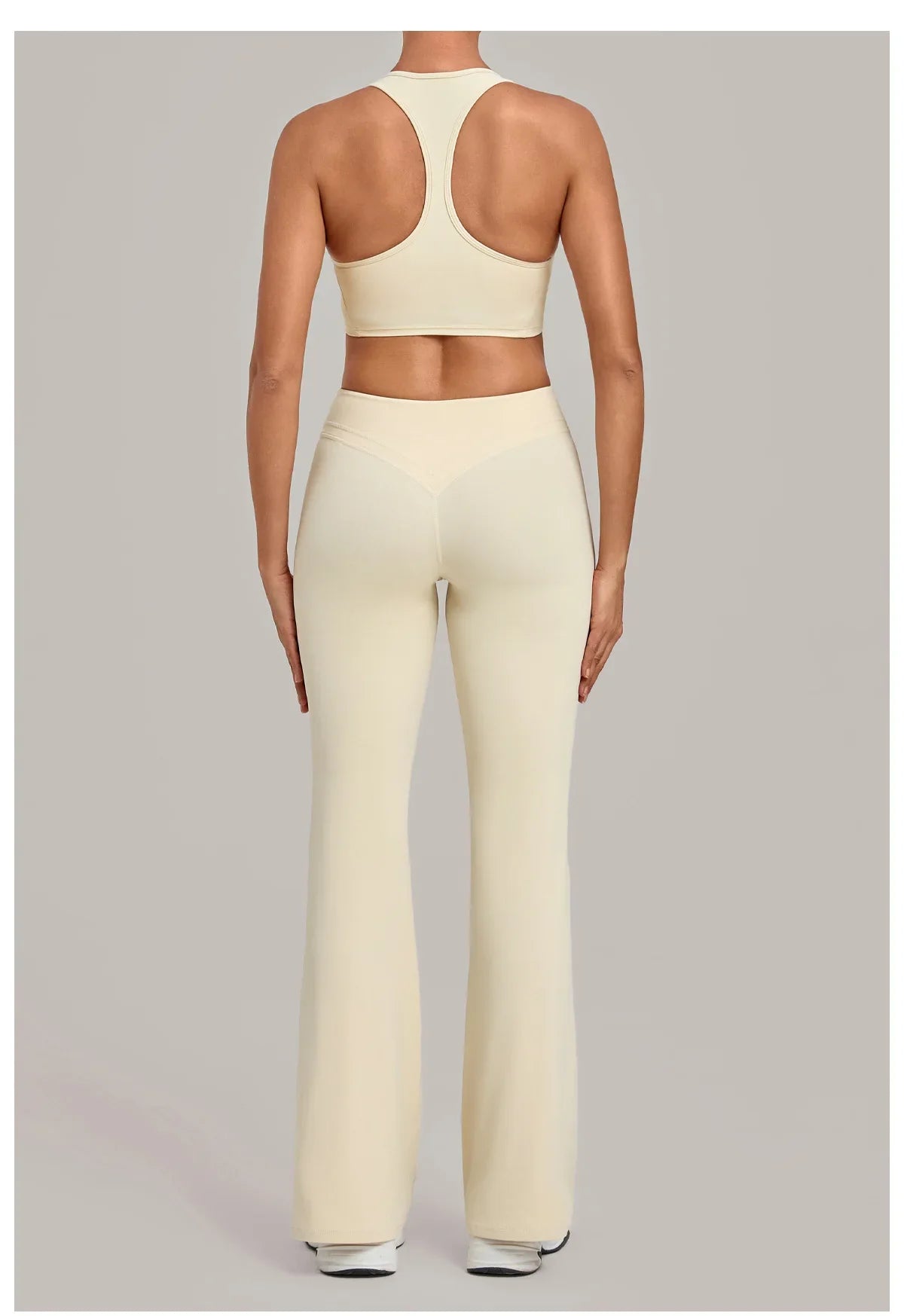 Breathable Stretch Yoga Sets Women Quick Drying Shockproof Sports Bra High Waist Bell Bottom Pants Gym Two-piece Fitness Suit