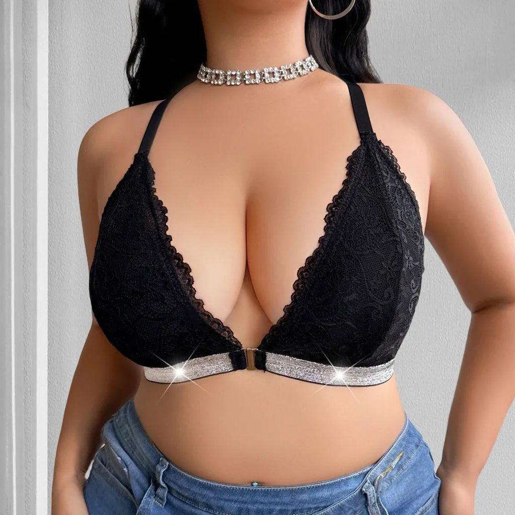 1pcs Fashion Style Plus Size 1XL-4XL Sexy Women's Bras Camisole No Pad Wire-Free Female Underwear Front Closure Sexy Lingerie