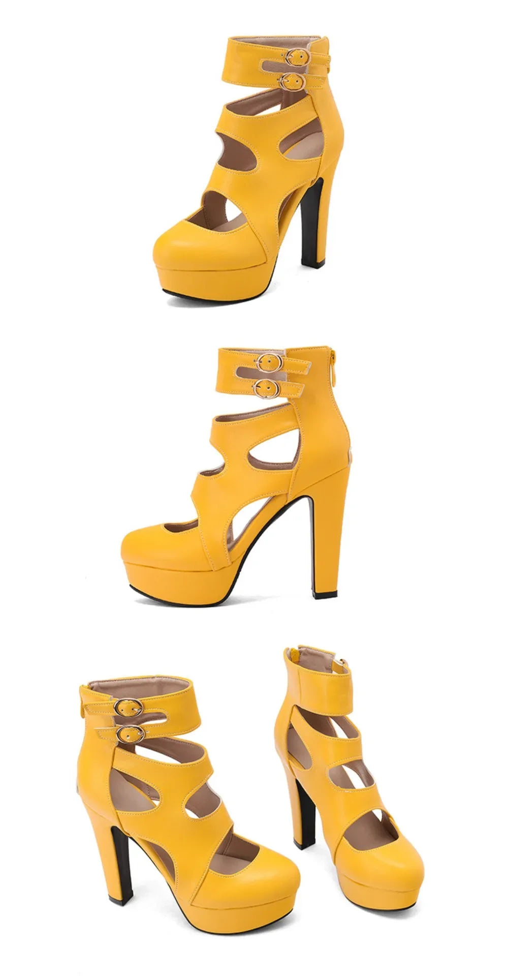 Trendy Hot Sale Summer Fashion Peep Toe Platform High Heels Roman Ankle Sandals Woman's Hollow Out Party Sandals Plus Size 34-50