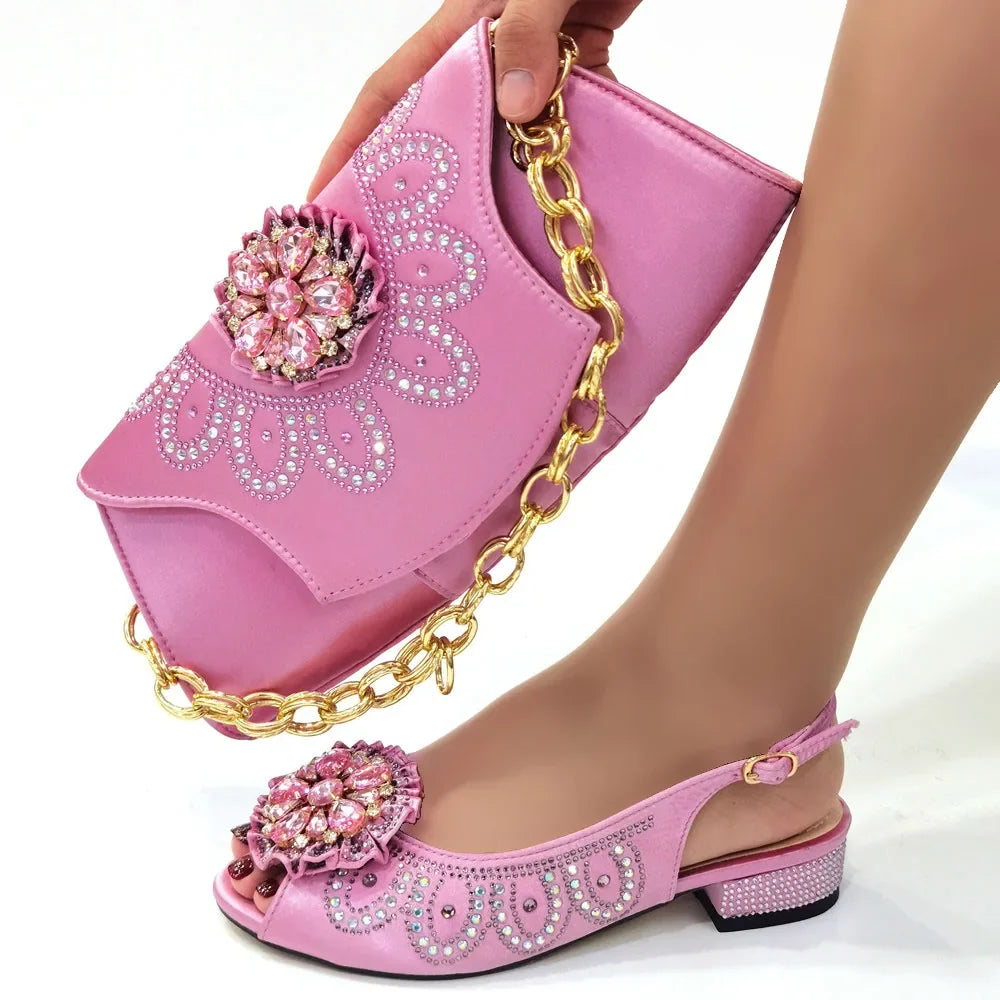 Doershow African fashion Italian Shoes And Bag Sets For Evening Party With Stones blue Italian Handbags Match Bags! HGR1-11