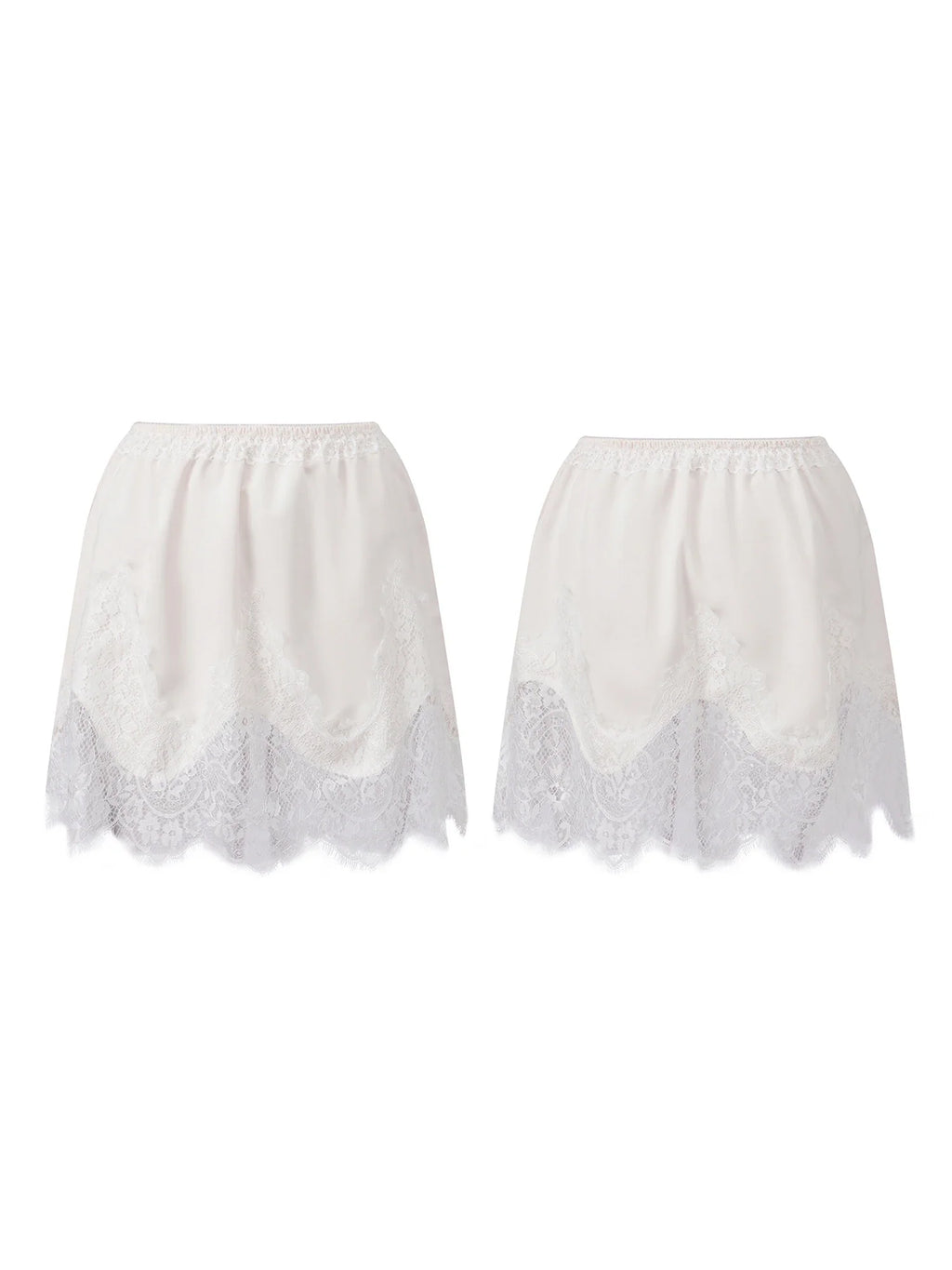 Summer Women's Satin Short Skirts Elastic Waist Lace Patchwork Skirts Half Slip Skirts Fashion