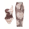 S - XL New With Skirt Printed One Shoulder Women Swimwear One Piece Swimsuit Female High Leg Cut Bather Bathing Suit Swim V8017