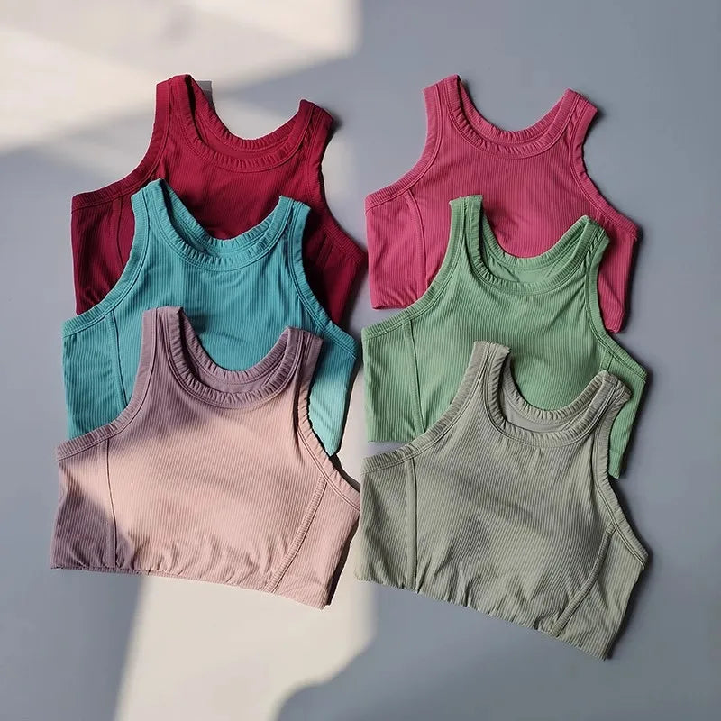 Women's sports bra vest yoga suit, shock resistant running, fitness training, quick drying one-piece vest