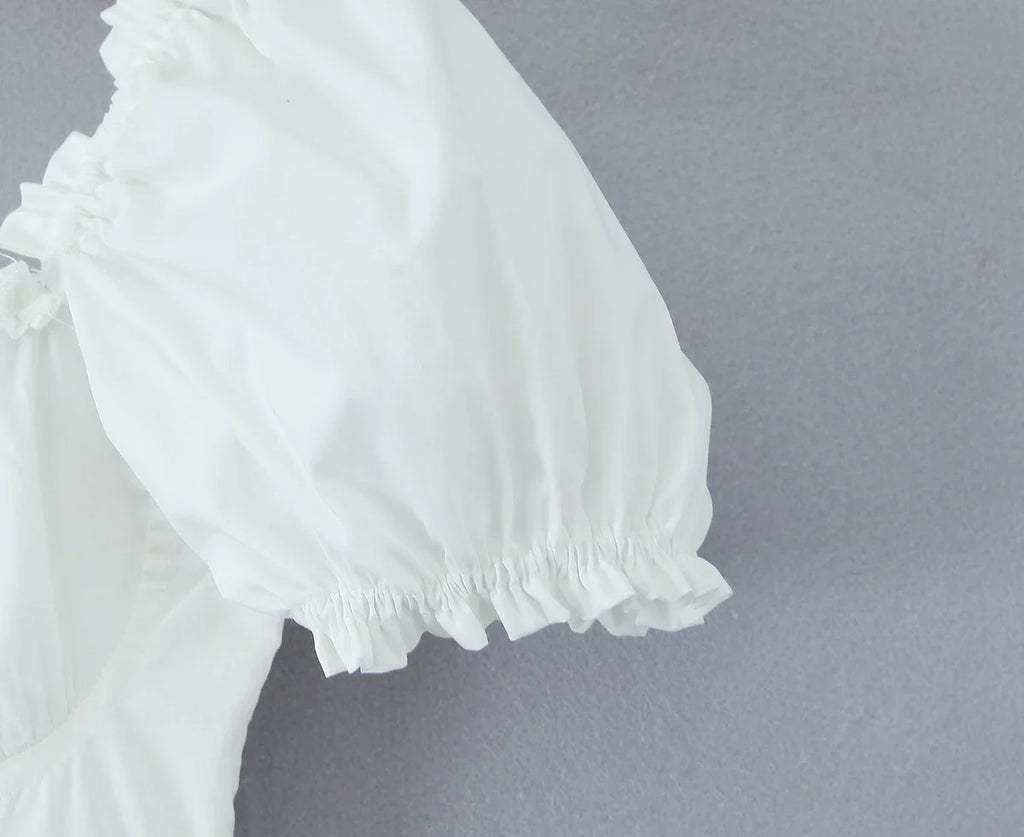 Bowknot Ruffles Light Blue Midi Dress Women's Summer Off Shoulder Short Sleeve Beach Dress Drawstring White A-line Vestidos 2025