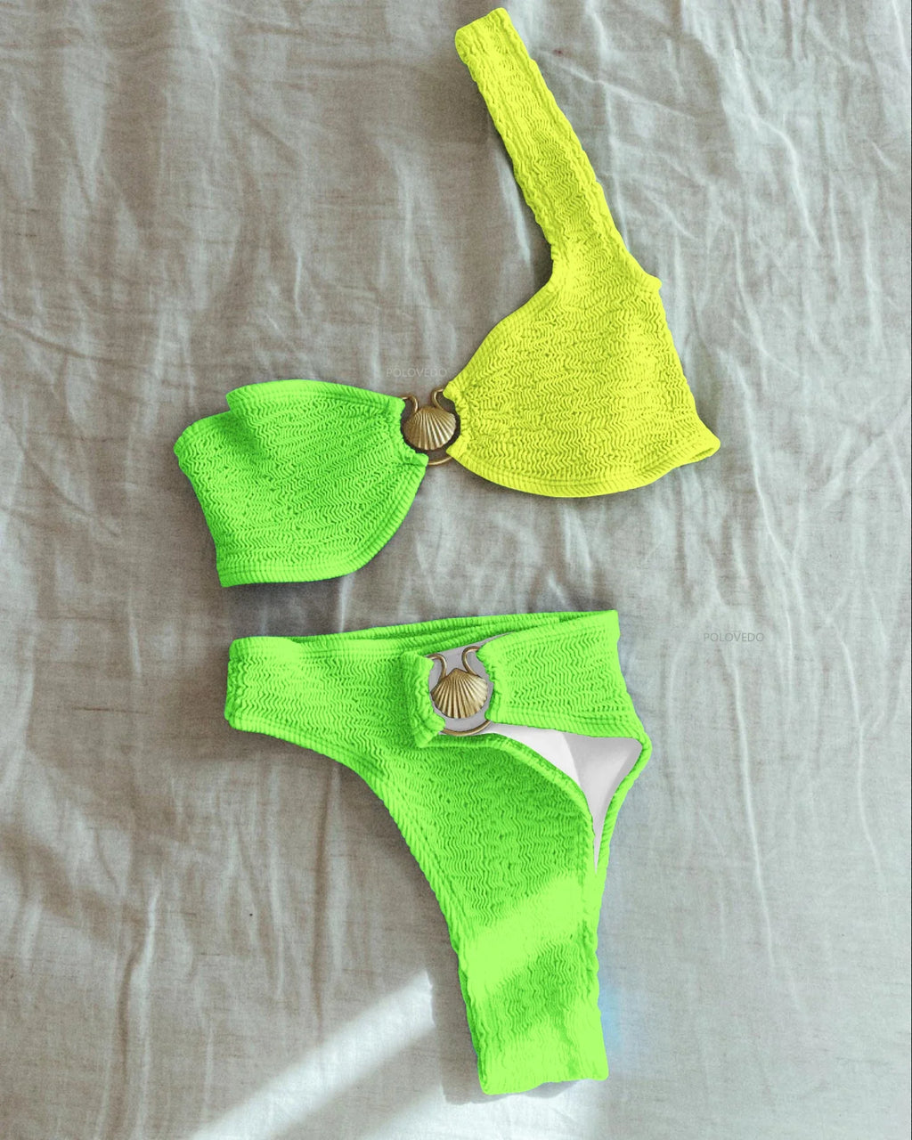 Pleasted Bikinis Colaless Swimsuit Triangle Bikini Set Women Swimwear Halter Bathing Suits Bandage Beachwear Brazilian