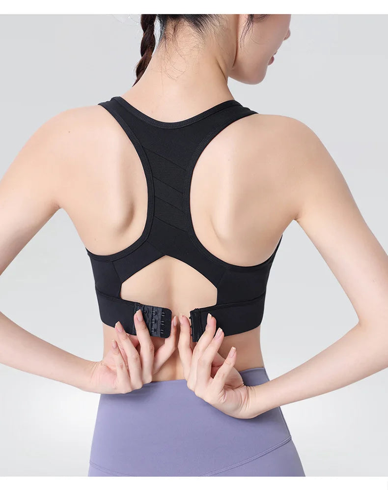 Sports bra, shockproof, high-strength, running, fitness, yoga bra, sports fixed one-piece cup, beautiful back bra
