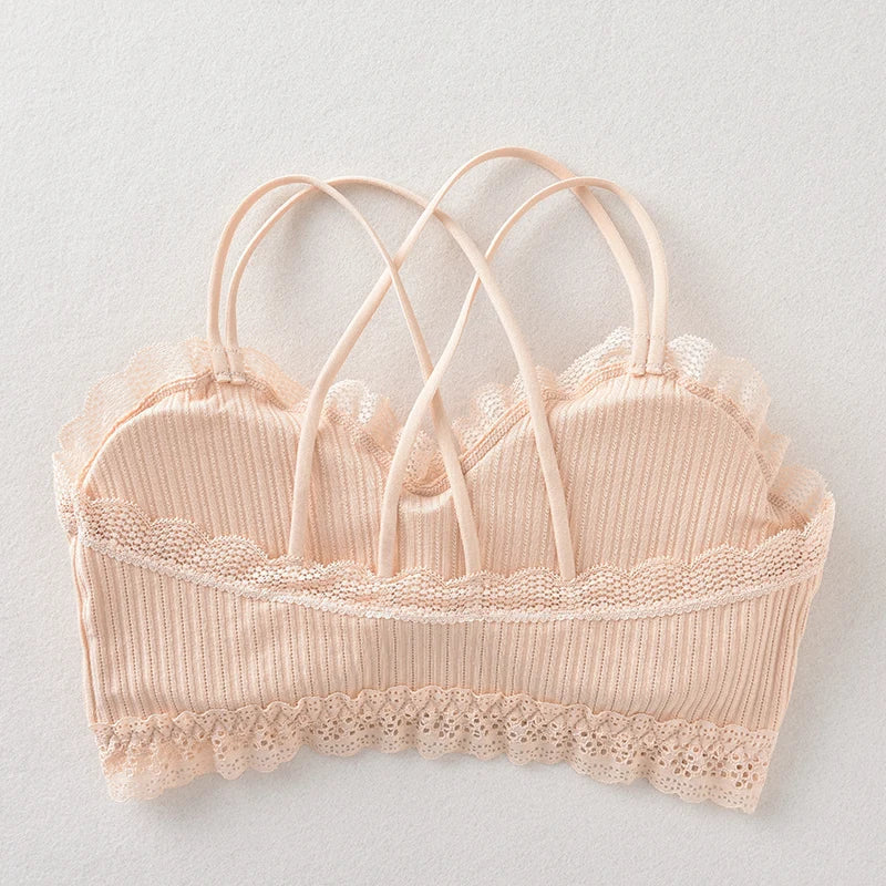 Sexy Bra Tube Top Lace Bralette Women Crop Top Female Sexy Lingerie Beauty Back Intimates Crop Top Seamless Padded Underwear