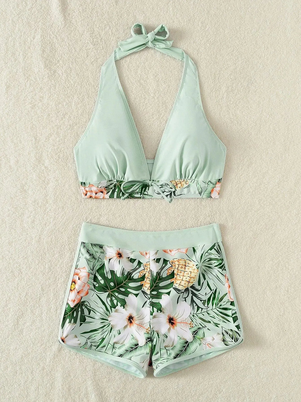 Halter Bikinis 2026 Women Printed Swimsuit Shorts High Waist Swimwear Female Bathers Swimming Bathing Suit Summer Beachwear