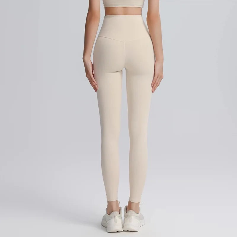 Women's High-Waist Yoga Exercise Pants Tight Fitting High Elasticity Gauntlet Line Nude Feeling Hip Lifting Gym Trousers