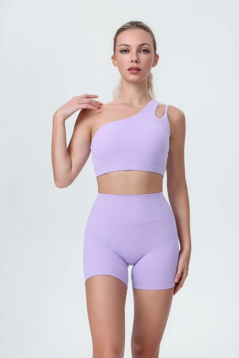 DIA FIT JOY Yoga Sports Bra Single Shoulder Irregular Strap Naked feel Sensation Beautiful Back Design Comfortable Breathable