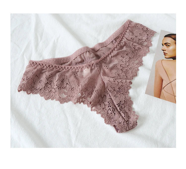 Lace Sexy Girls G String Panties Women Briefs Transparent Thong Thin Hollow Out Underwear Female Low Waist Lingerie Size S-XL