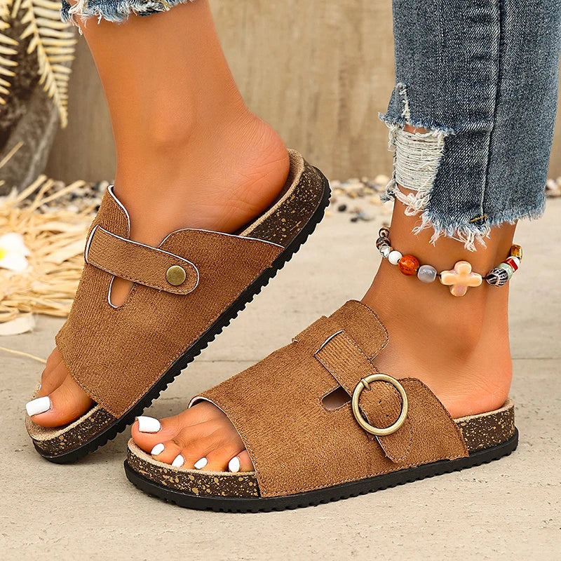 Fashion Buckle Summer Birken Slippers Women 2026 Plus Size 43 Platform Sandals Woman Clogs Thick Sole Beach Sandals Female