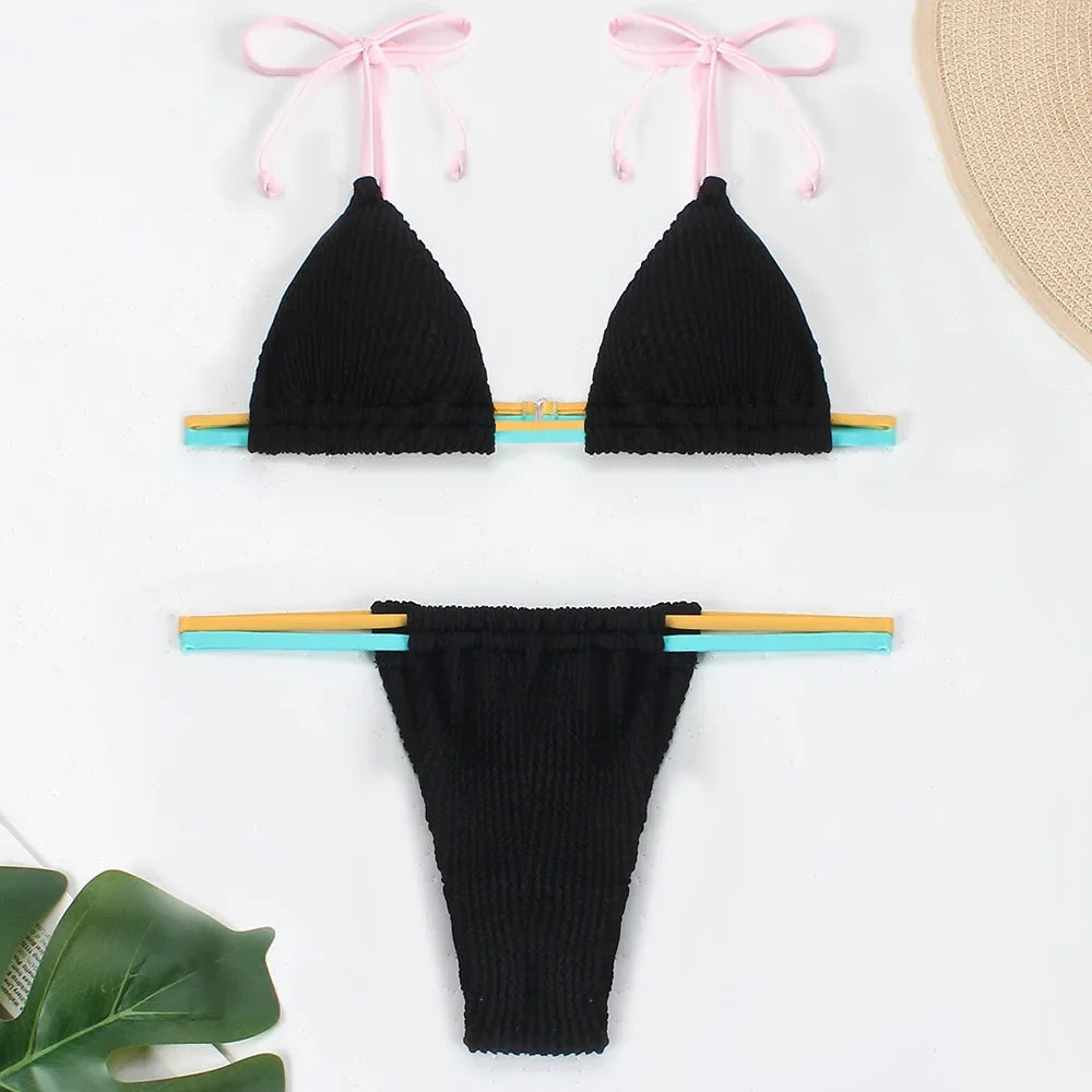 2026 New Fashion Sexy Bikini Solid Swimsuit Women Swimwear Push Up Set Brazilian Bathing Suit Summer Beach Wear Swimming