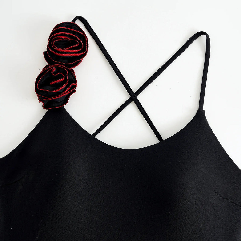 sexy 3D flower back tie swimsuit one piece bikini thong swimwear bodysuits women biquini bathing suits solid black color