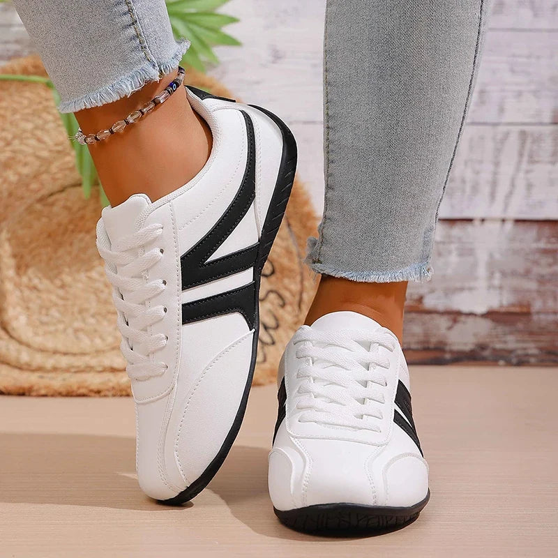 Plus Size 43 Silver Sneakers Women 2026 New Soft Sole Non Slip German Training Shoes Woman Comfortable Fashion Lace Up Flats