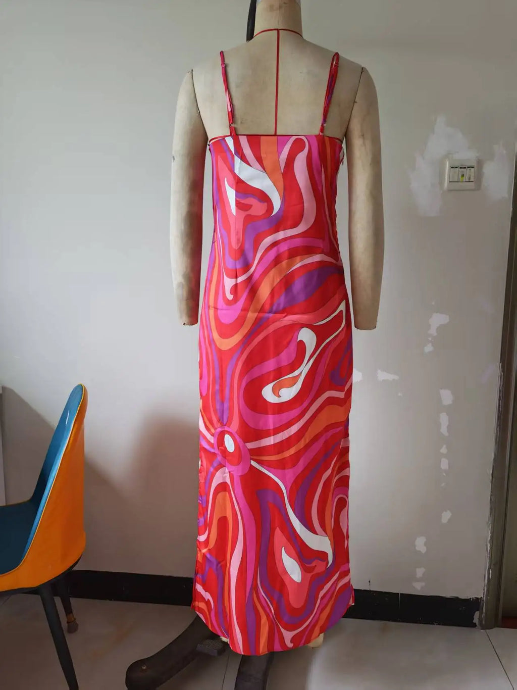 Vestidos Para Mujer Bohemian Vacation Dress Casual Sleeveless Strap High Waisted Party Dress Side Split Slim Women Robe Dresses