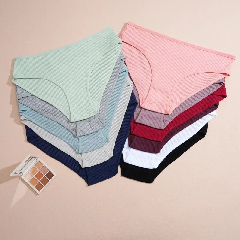Women's Seamless Cotton Briefs Women Panties Solid Color Breathable Underwear Female Low Waist Soft Lingerie S-XXL